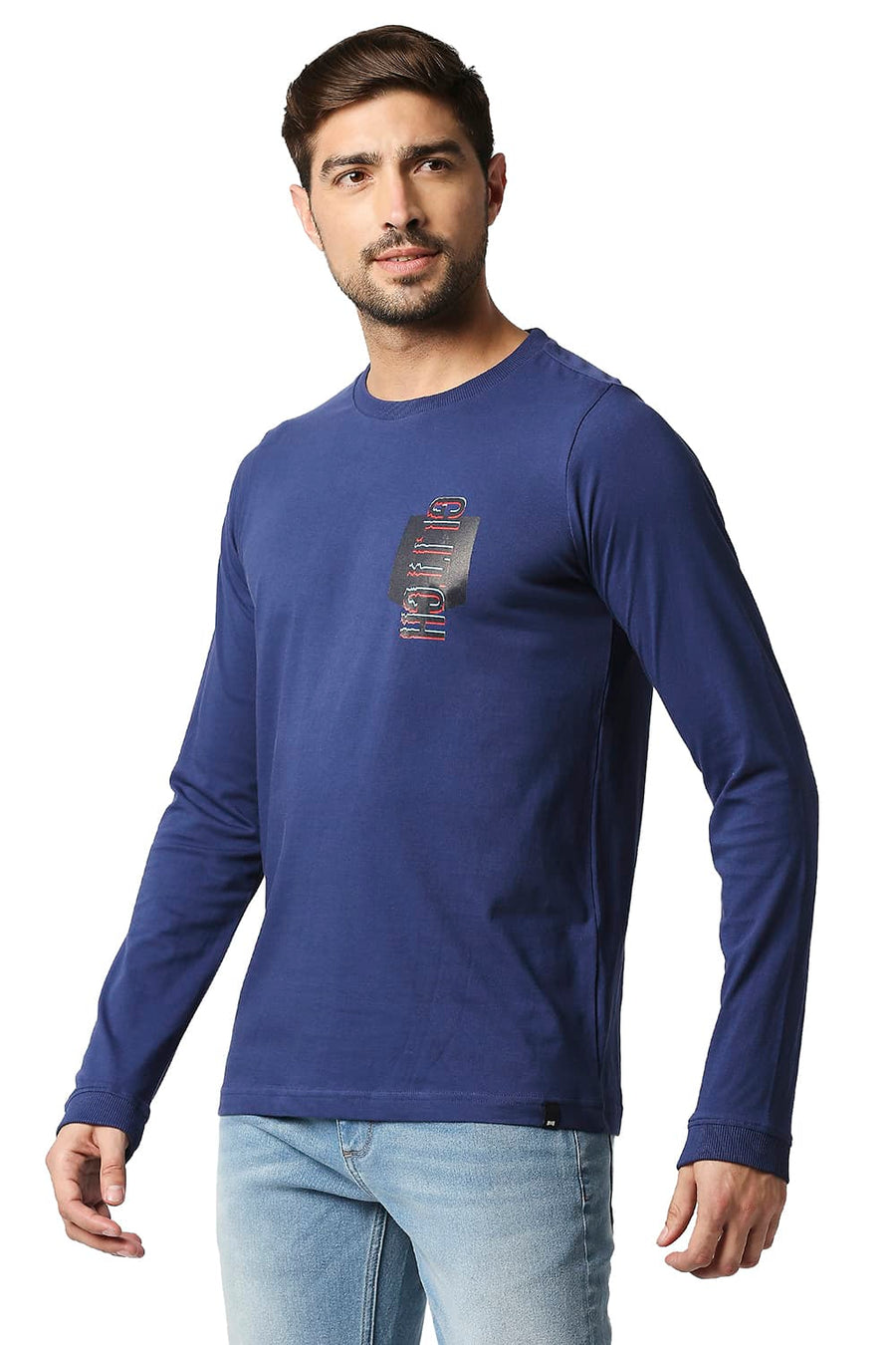 BASICS MUSCLE FIT ESTATE BLUE CREW T-SHIRT