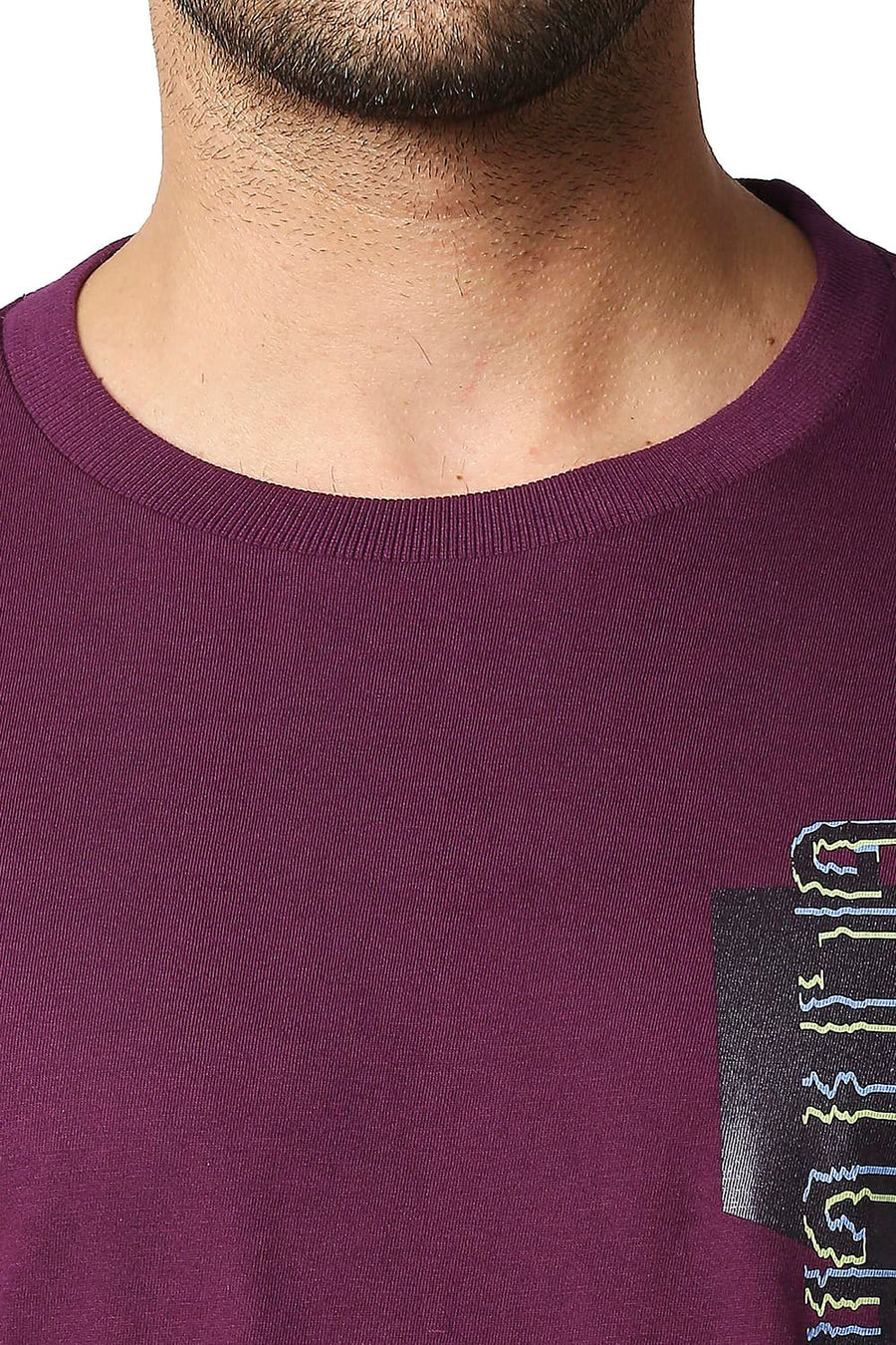 BASICS MUSCLE FIT POTENT PURPLE CREW T-SHIRT