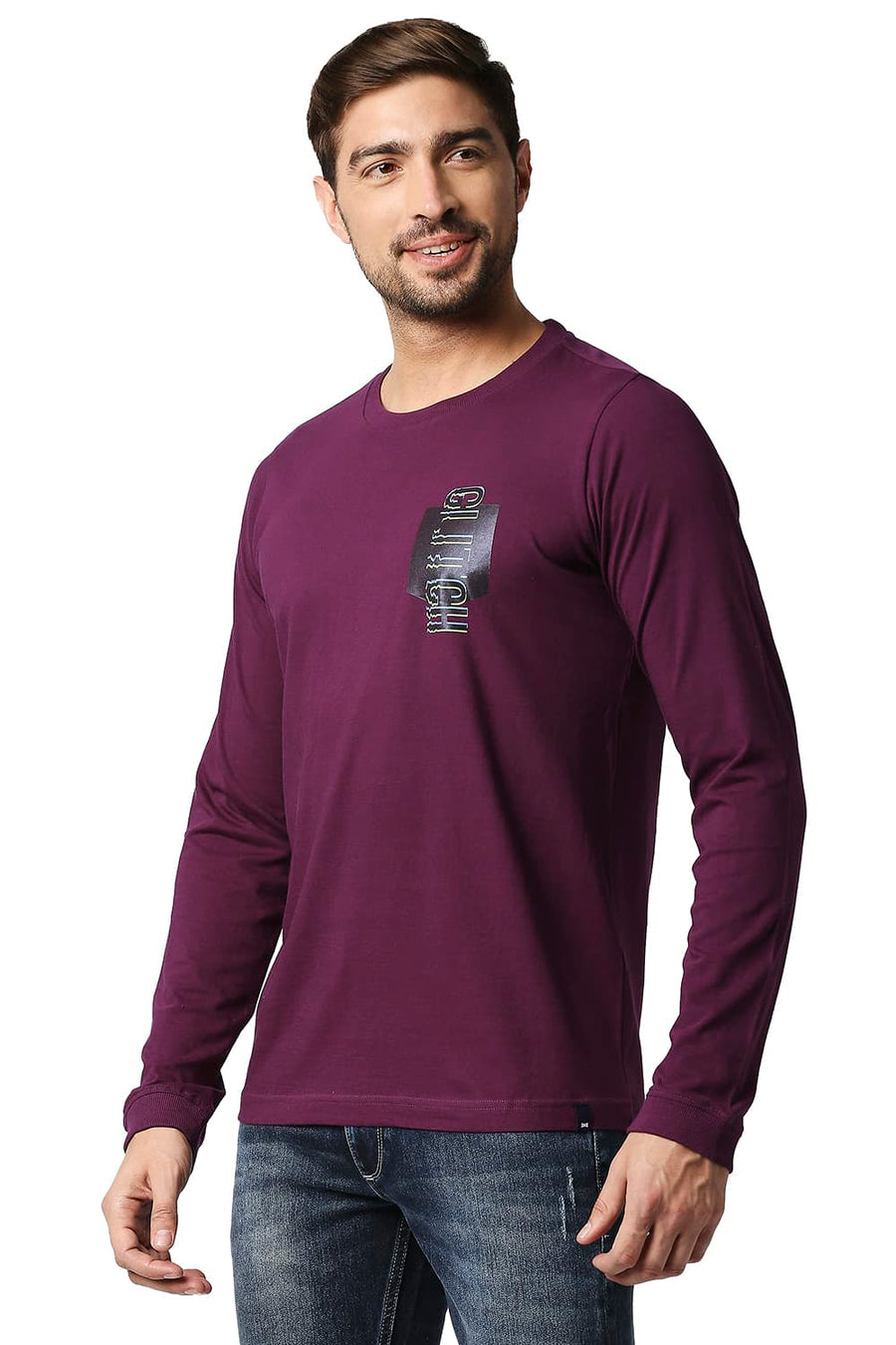 BASICS MUSCLE FIT POTENT PURPLE CREW T-SHIRT