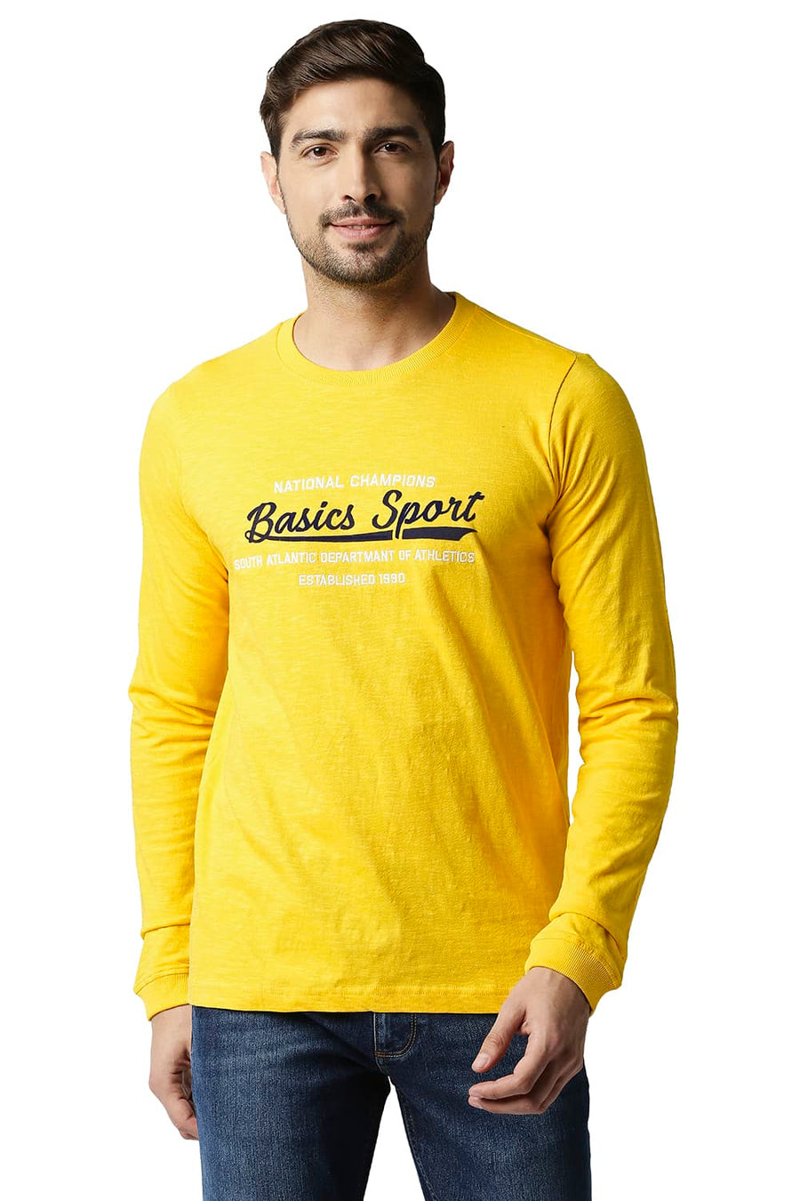 BASICS MUSCLE FIT DAFFODIL CREW T-SHIRT