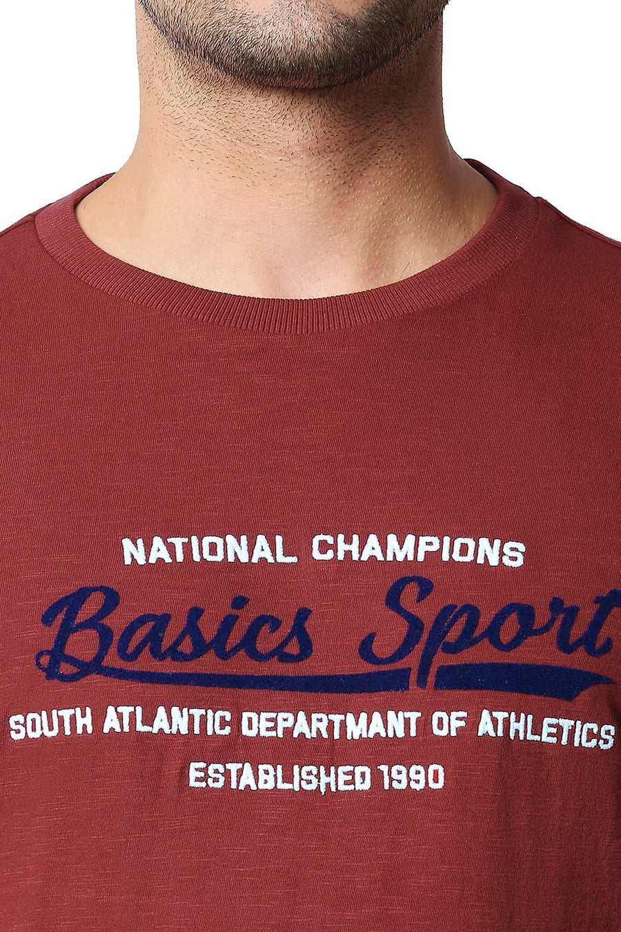 BASICS MUSCLE FIT EMBOLDENED RED CREW T-SHIRT