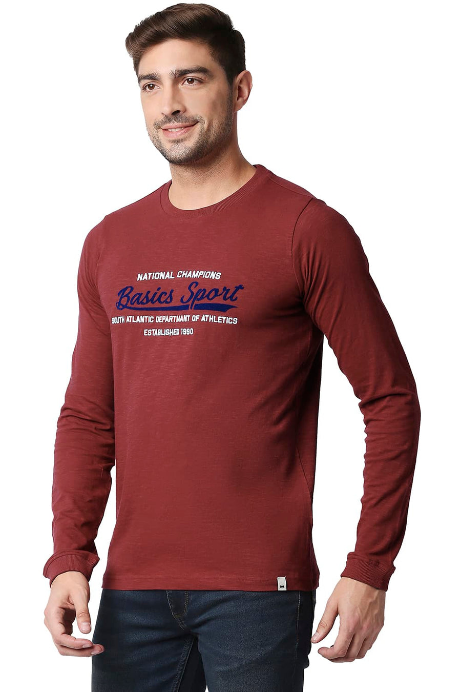 BASICS MUSCLE FIT EMBOLDENED RED CREW T-SHIRT