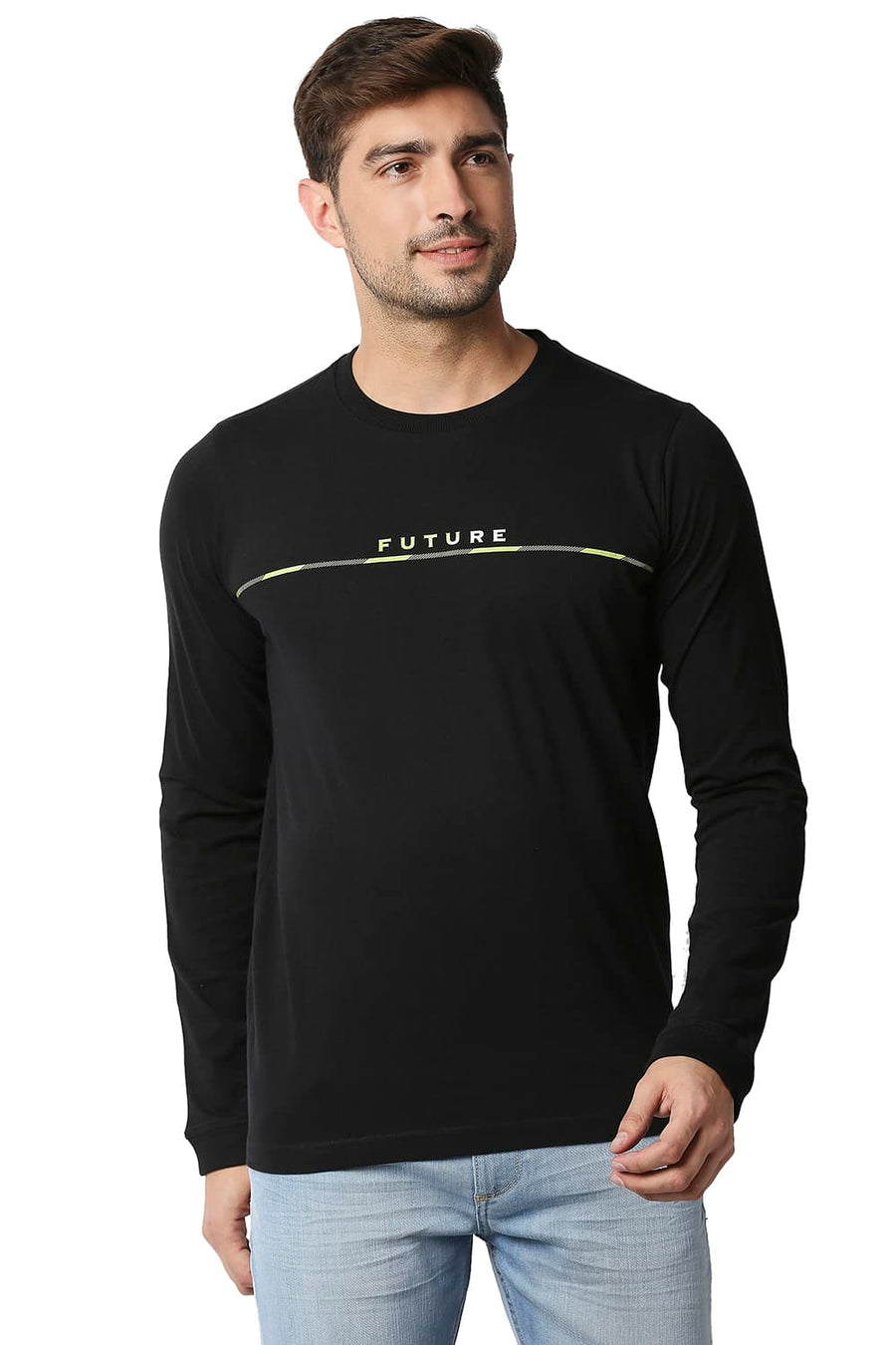 BASICS MUSCLE FIT JET BLACK CREW T-SHIRT