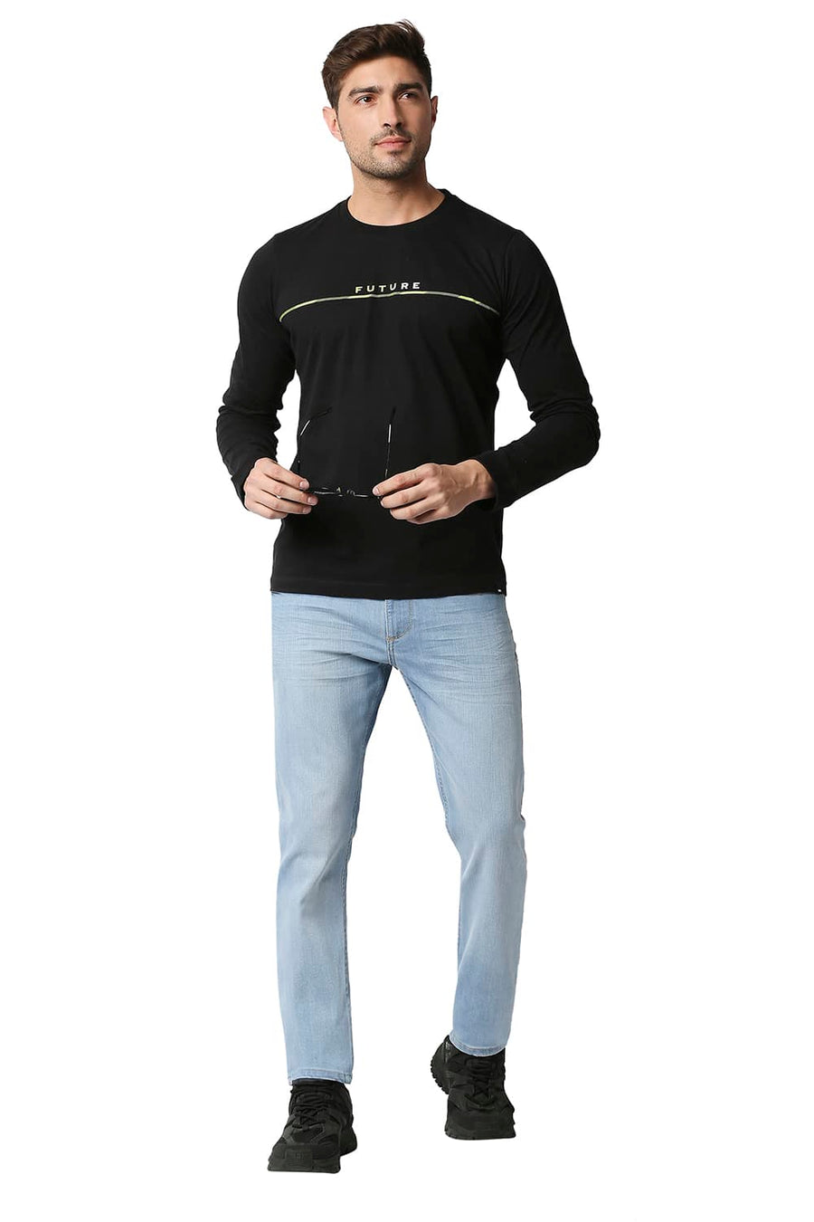BASICS MUSCLE FIT JET BLACK CREW T-SHIRT