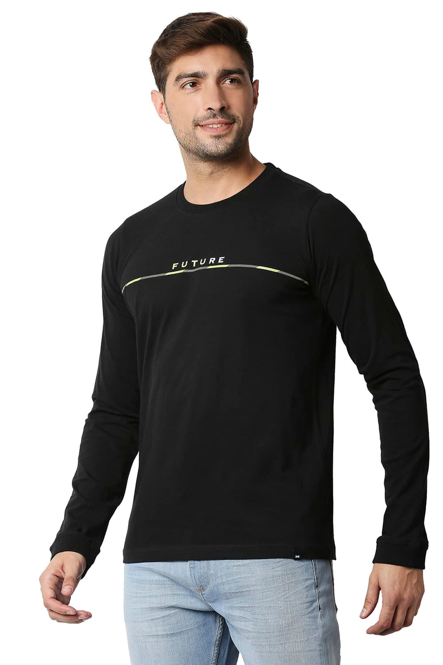 BASICS MUSCLE FIT JET BLACK CREW T-SHIRT