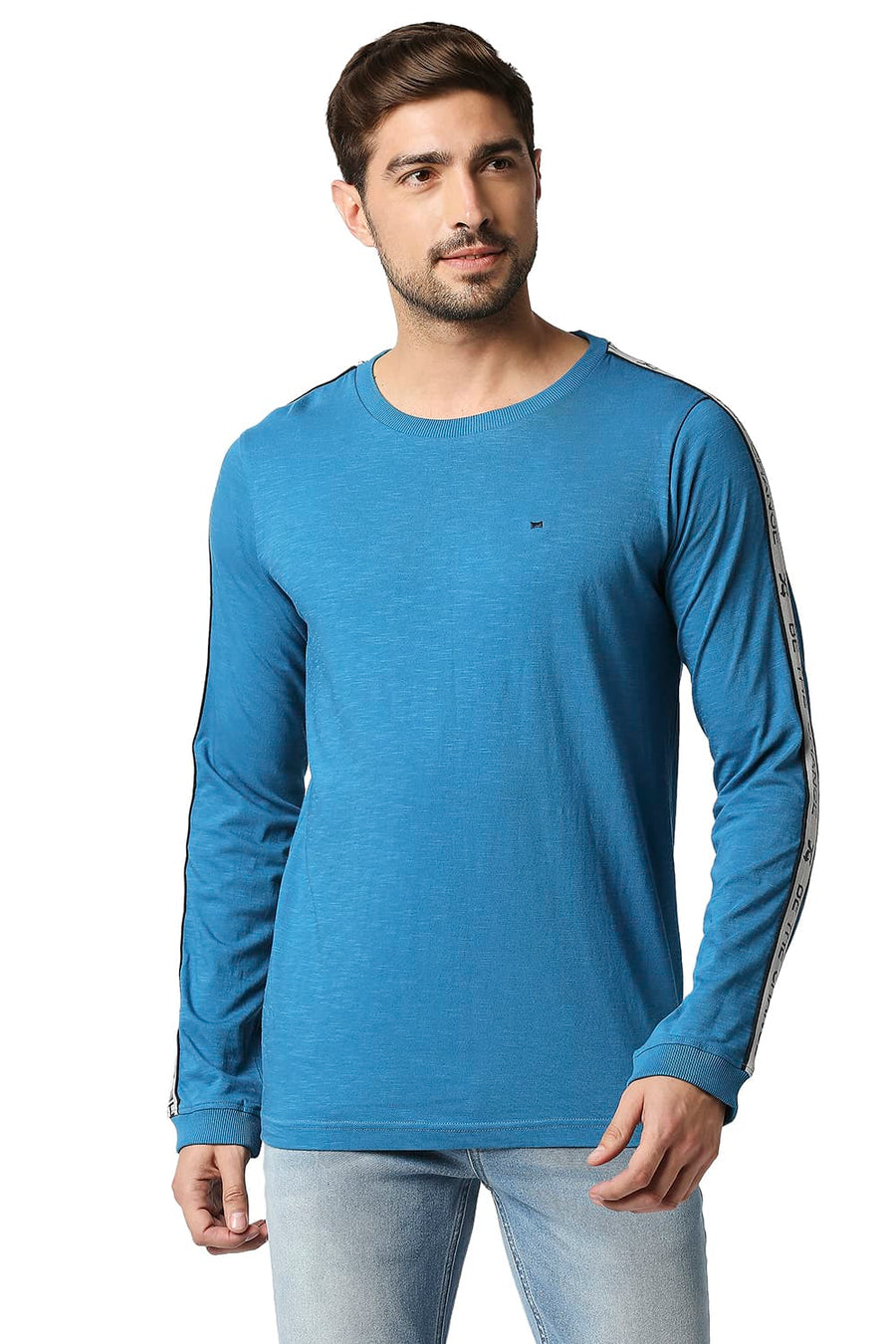 BASICS MUSCLE FIT BLUE SAPPHIRE CREW T-SHIRT