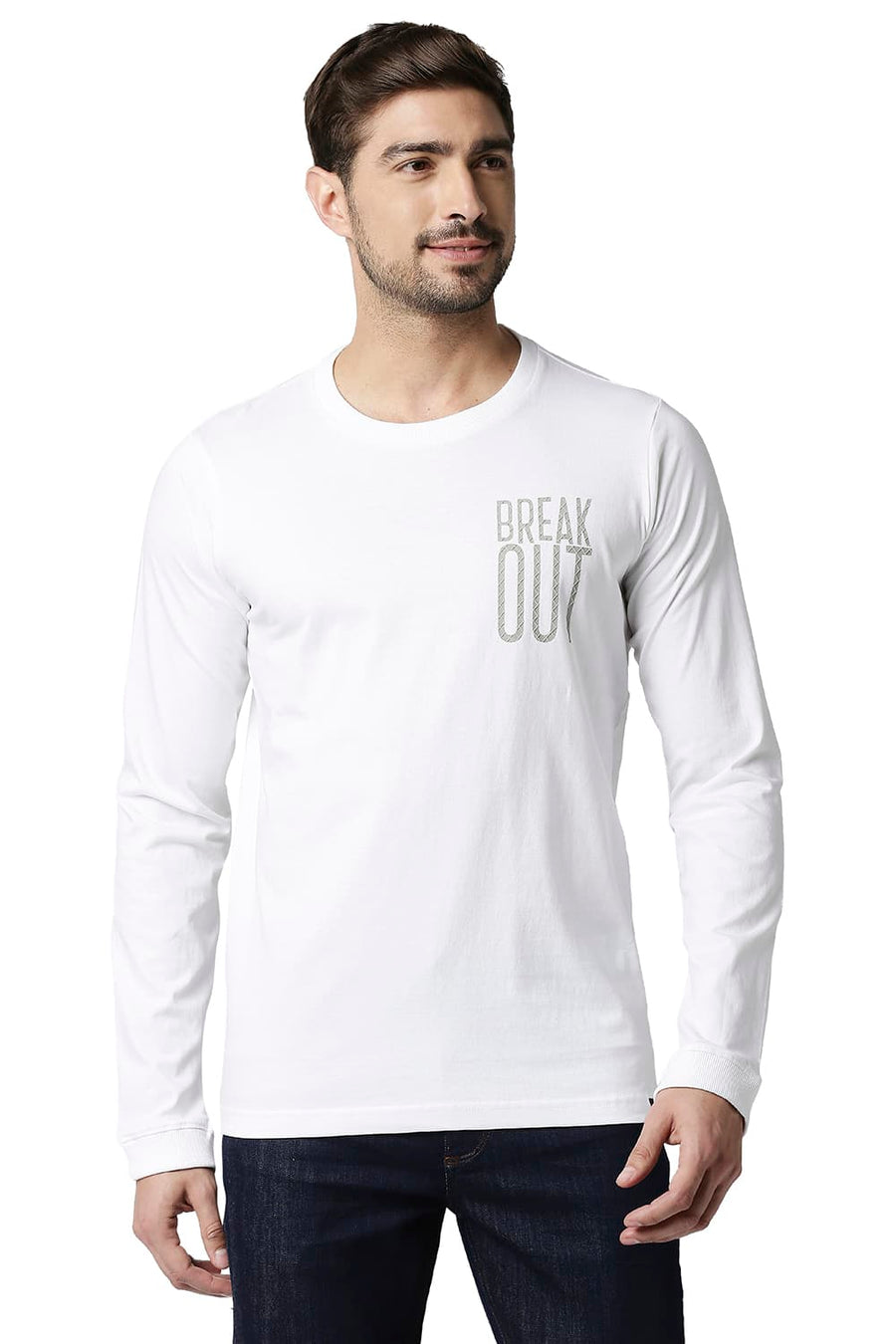 BASICS MUSCLE FIT BRIGHT WHITE CREW T-SHIRT