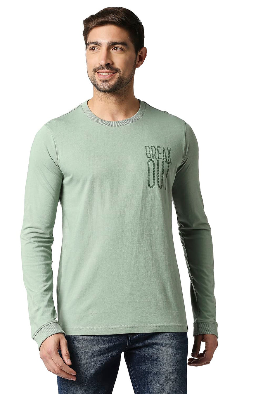 BASICS MUSCLE FIT LILY PAD CREW T-SHIRT