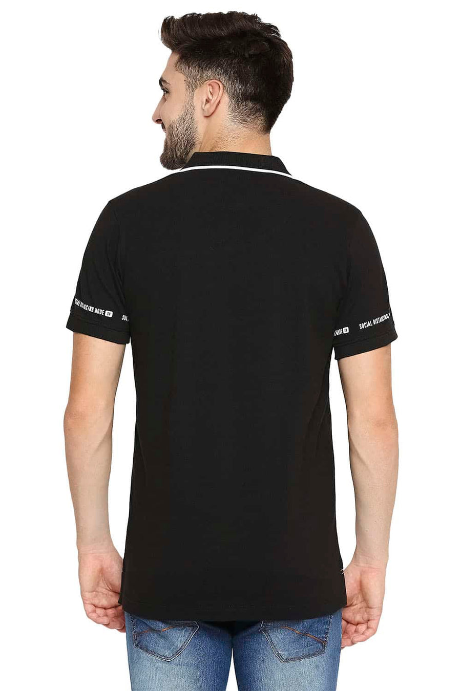 BASICS MUSCLE FIT BLACK BEAUTY POLO T-SHIRT