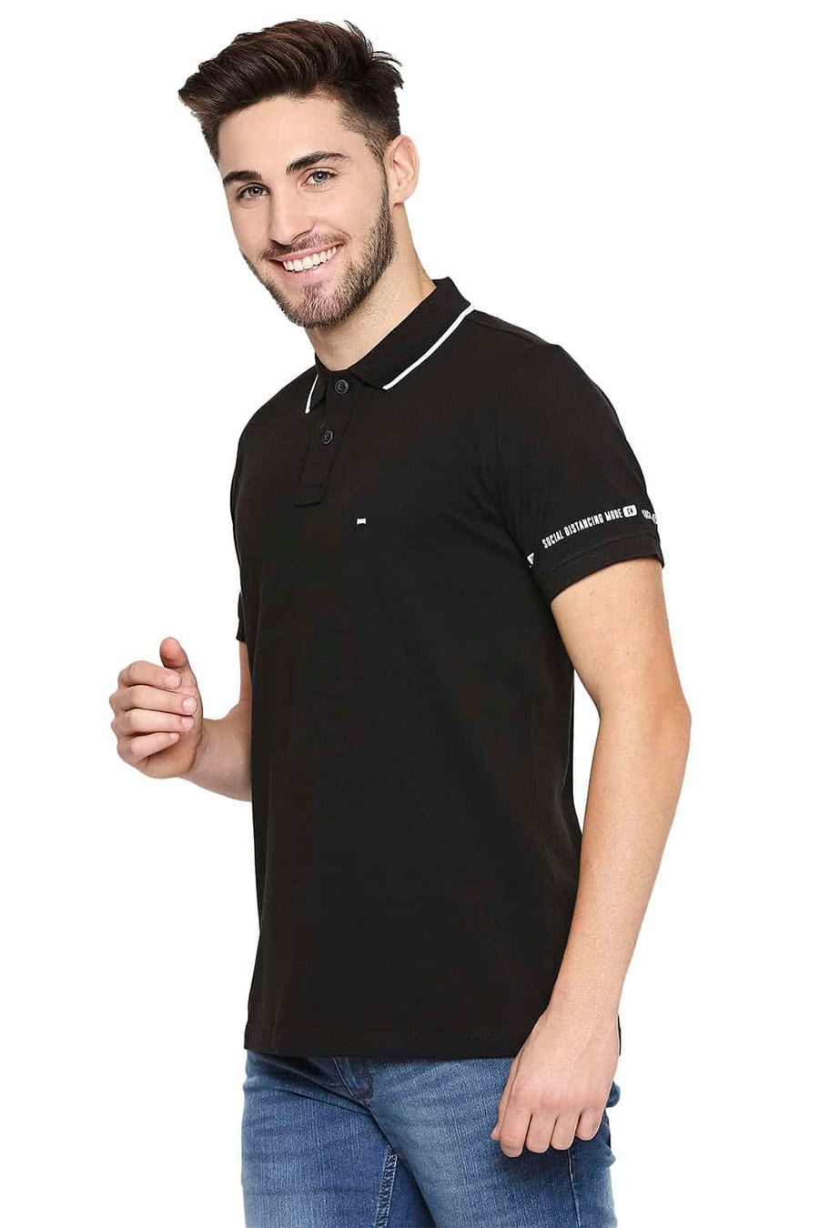 BASICS MUSCLE FIT BLACK BEAUTY POLO T-SHIRT