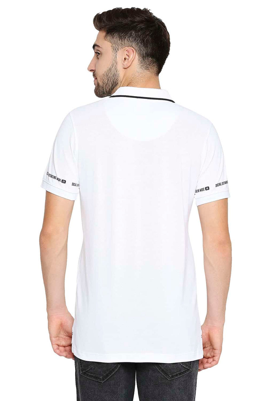 BASICS MUSCLE FIT BRIGHT WHITE POLO T-SHIRT