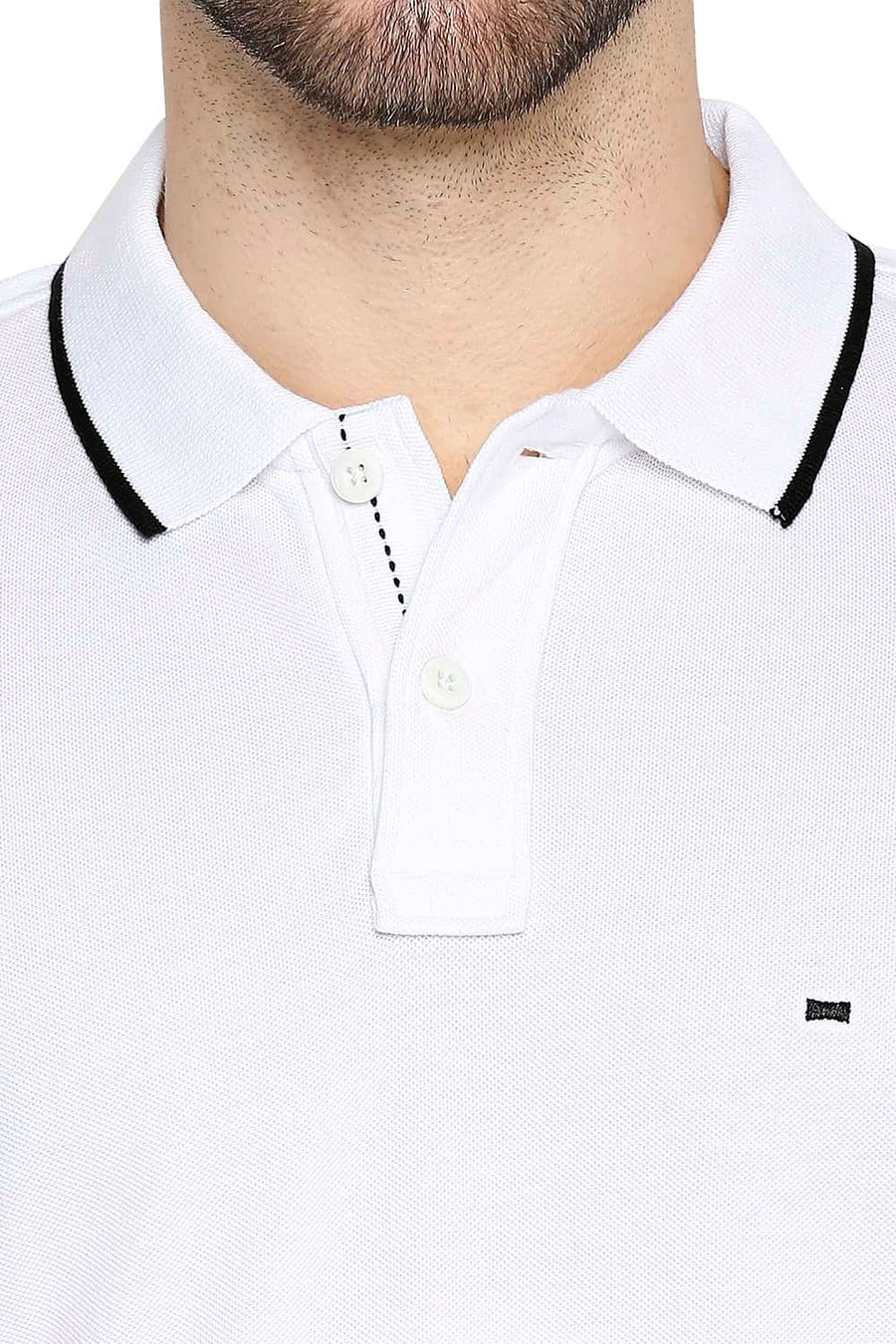 BASICS MUSCLE FIT BRIGHT WHITE POLO T-SHIRT