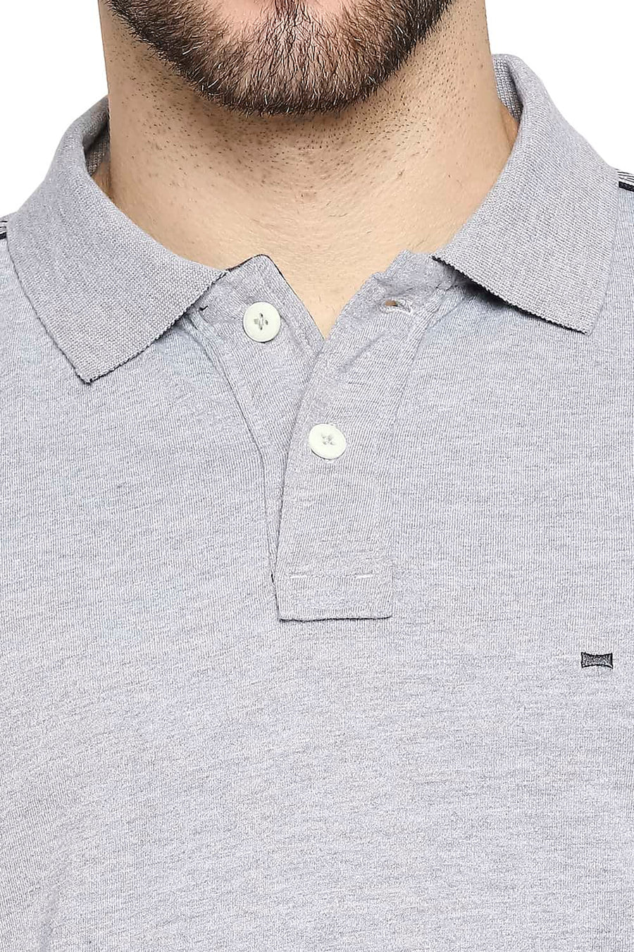 BASICS MUSCLE FIT GREY STEEL HEATHER POLO T-SHIRT