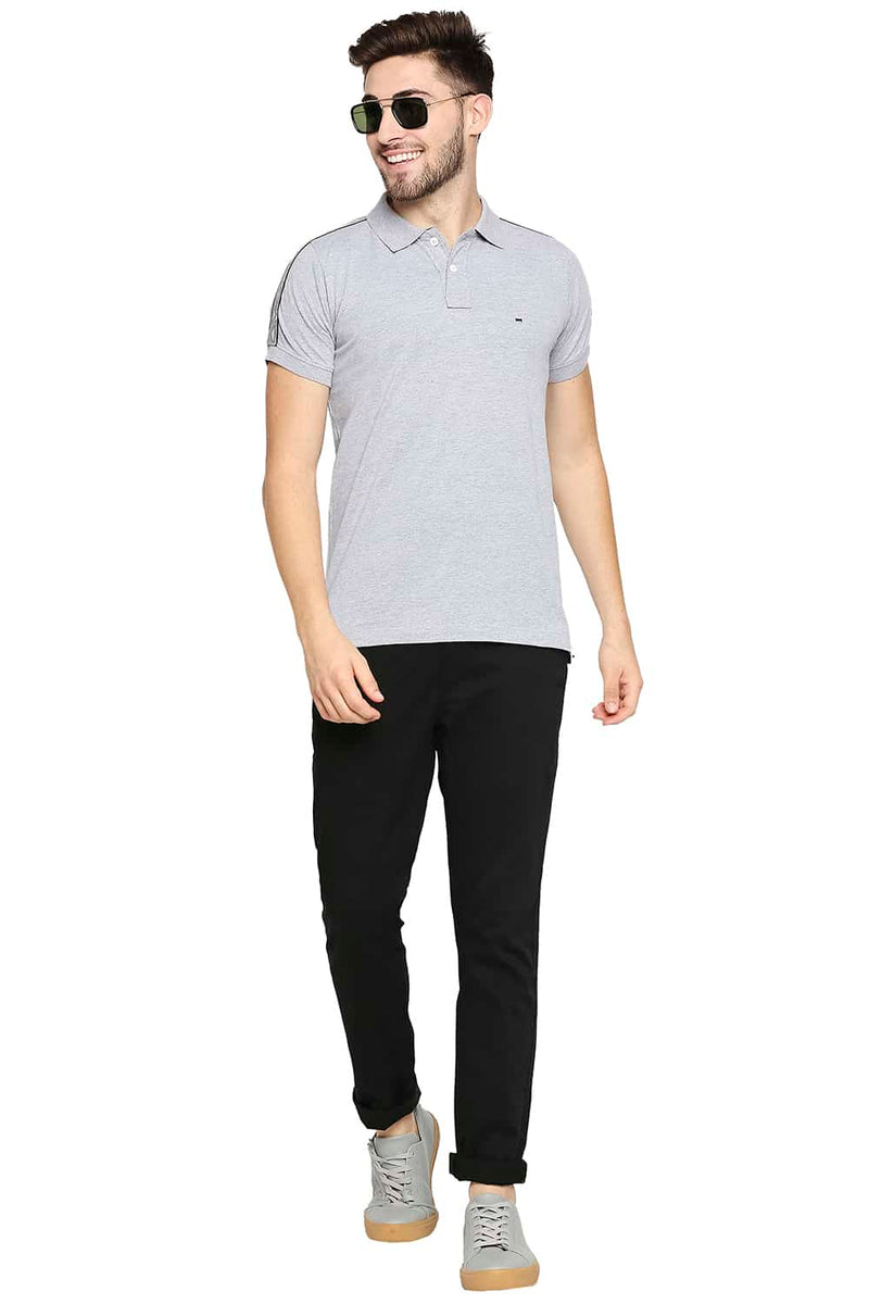 BASICS MUSCLE FIT HEATHER POLO T-SHIRT