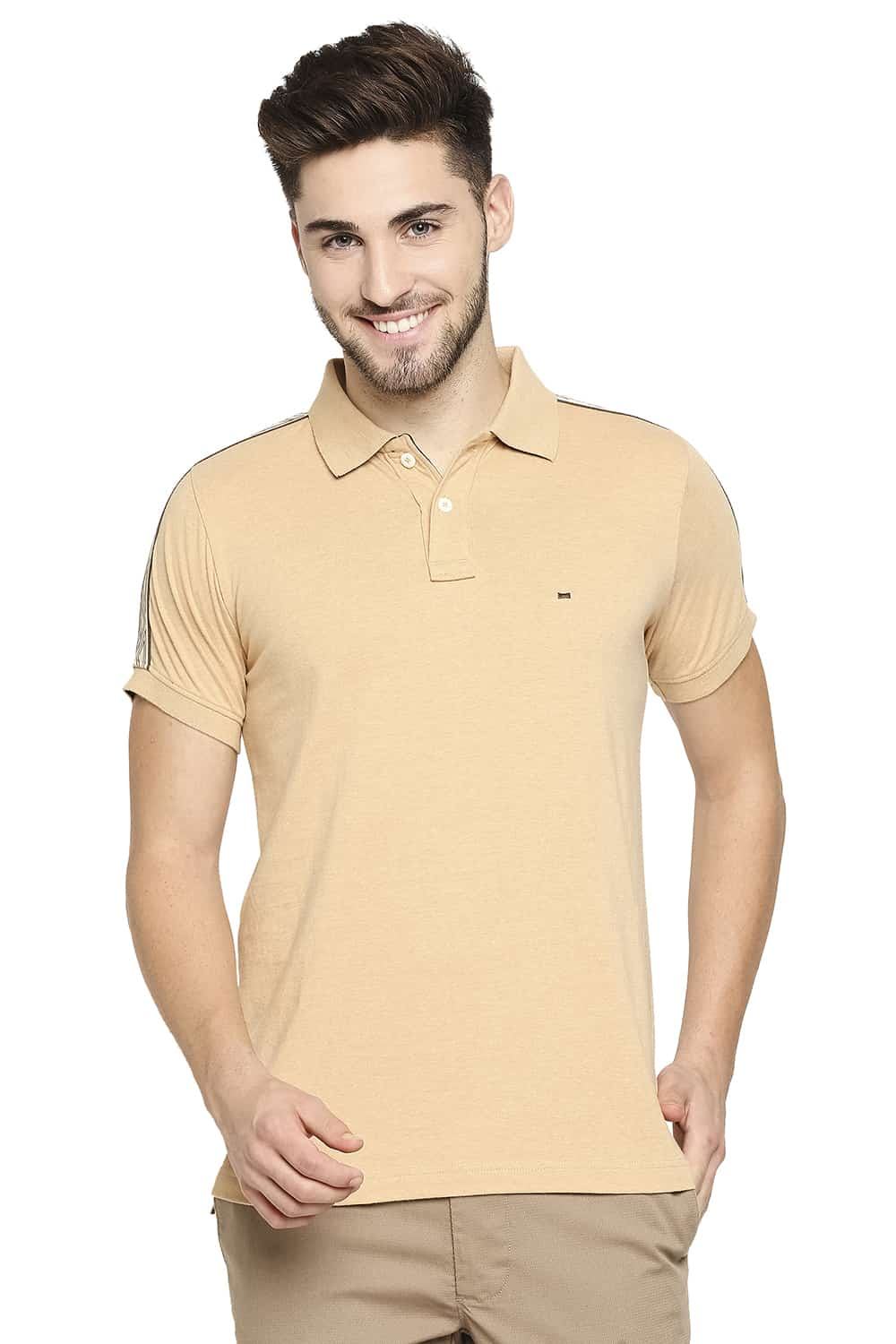 BASICS MUSCLE FIT HEATHER POLO T-SHIRT