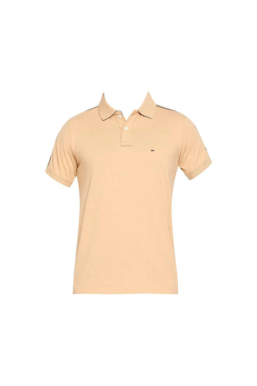 BASICS MUSCLE FIT SAND KHAKI POLO T-SHIRT