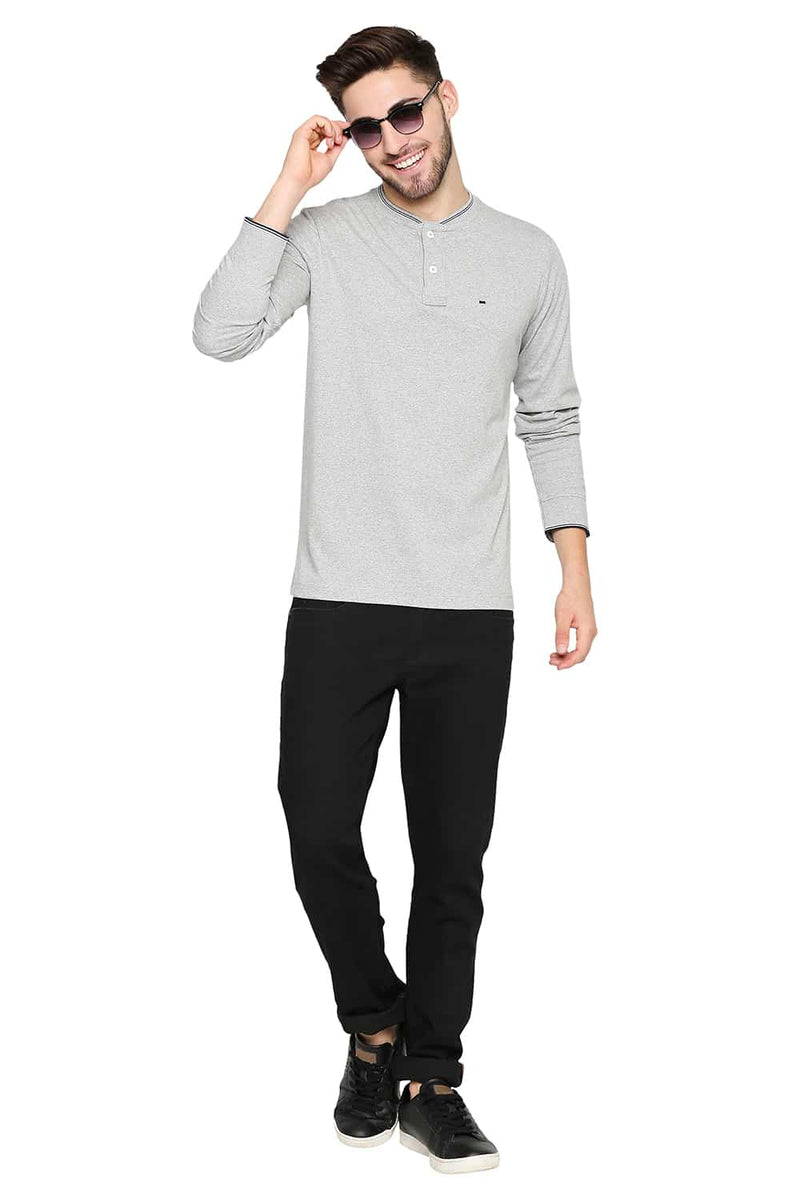 BASICS MUSCLE FIT HENLEY T-SHIRT