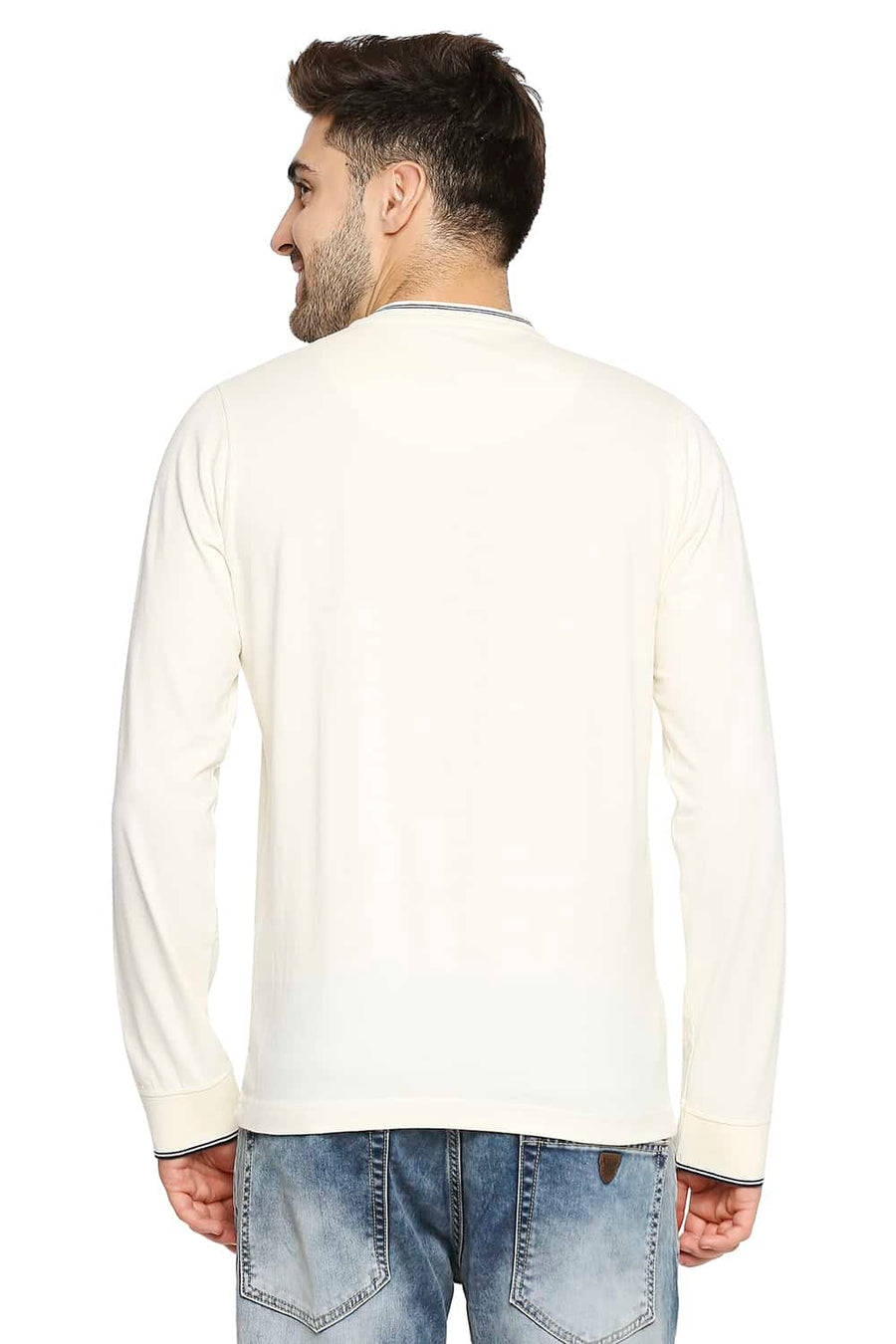 BASICS MUSCLE FIT SWEET CORN HENLEY T-SHIRT