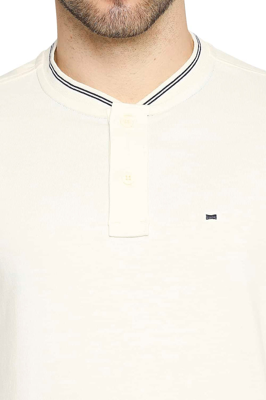 BASICS MUSCLE FIT SWEET CORN HENLEY T-SHIRT
