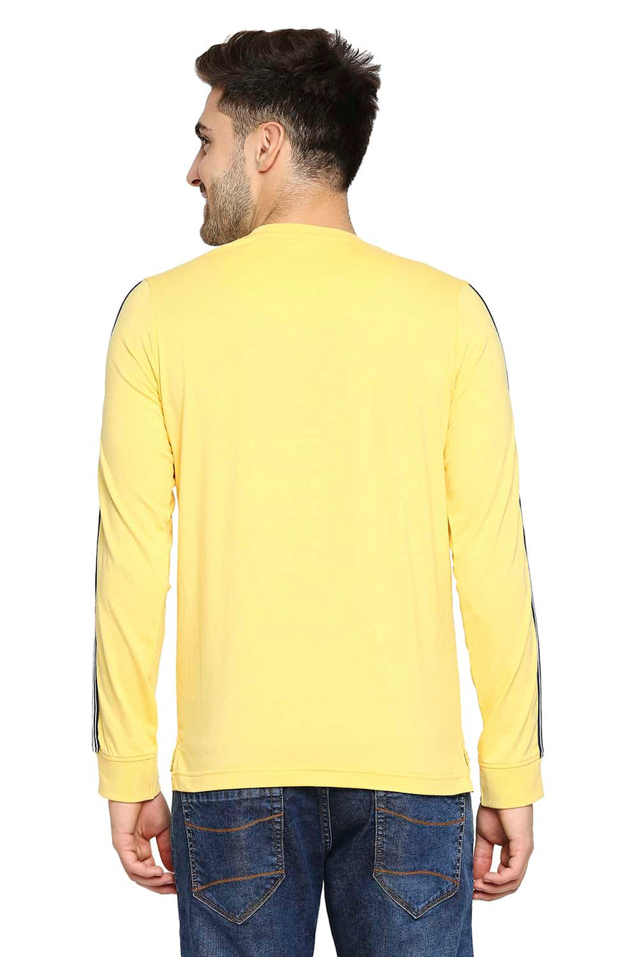 BASICS MUSCLE FIT GOLDEN YELLOW HENLEY T-SHIRT