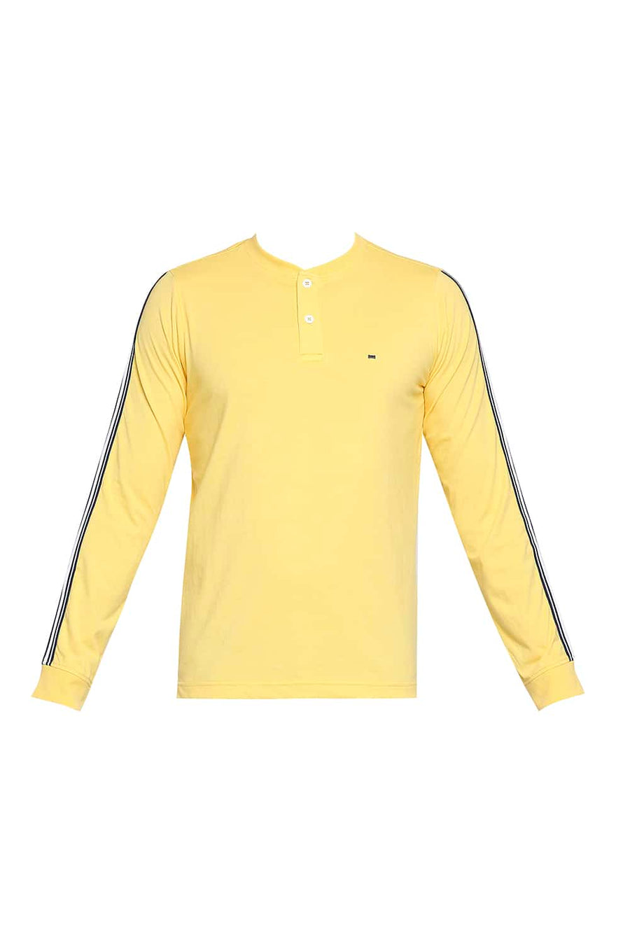 BASICS MUSCLE FIT GOLDEN YELLOW HENLEY T-SHIRT