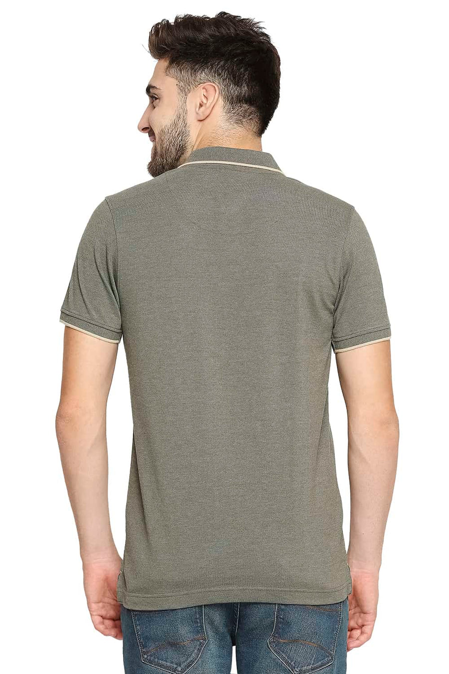 BASICS MUSCLE FIT GRAPE LEAF HEATHER POLO T-SHIRT