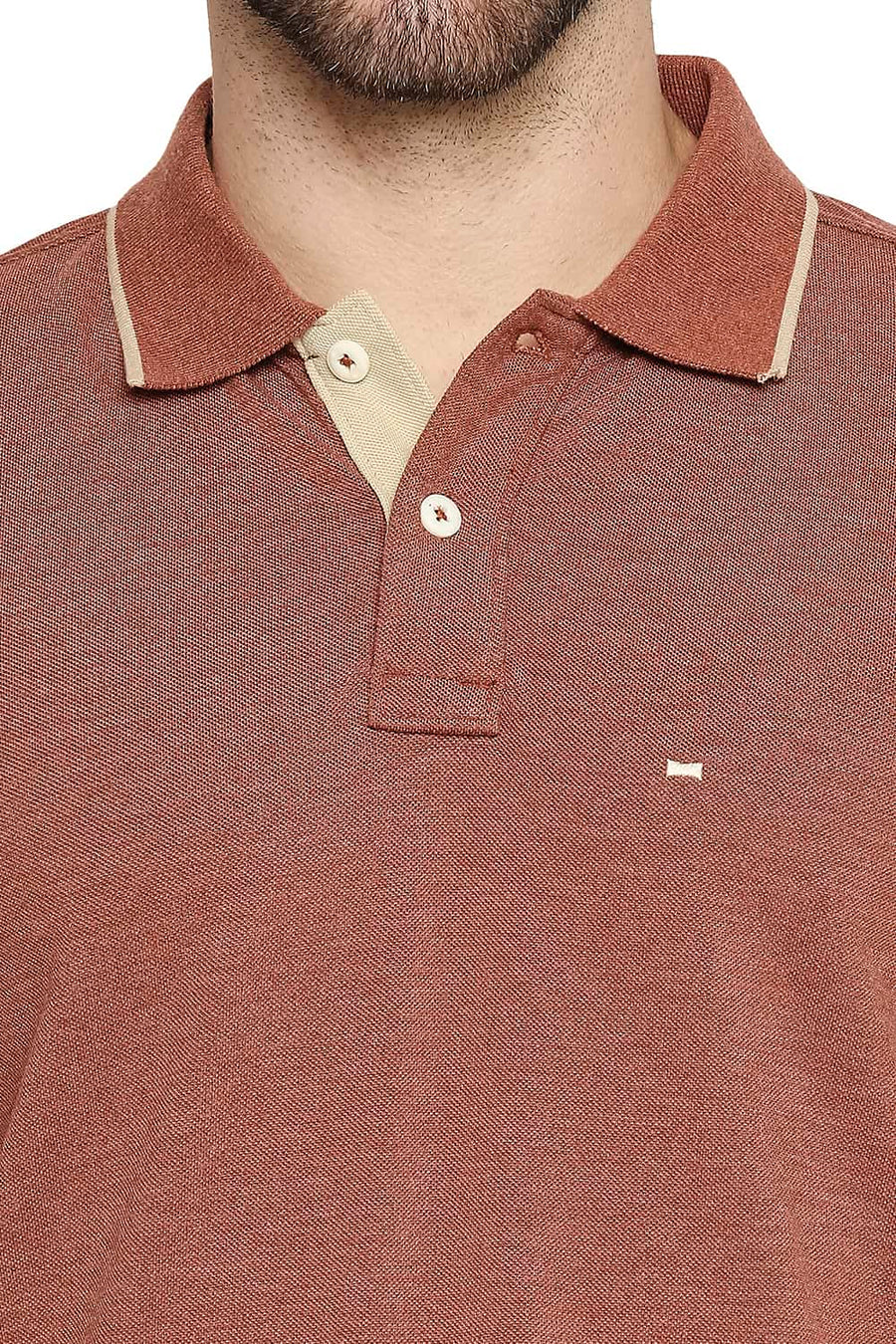 BASICS MUSCLE FIT BRICK SEQUOIA HEATHER POLO T-SHIRT