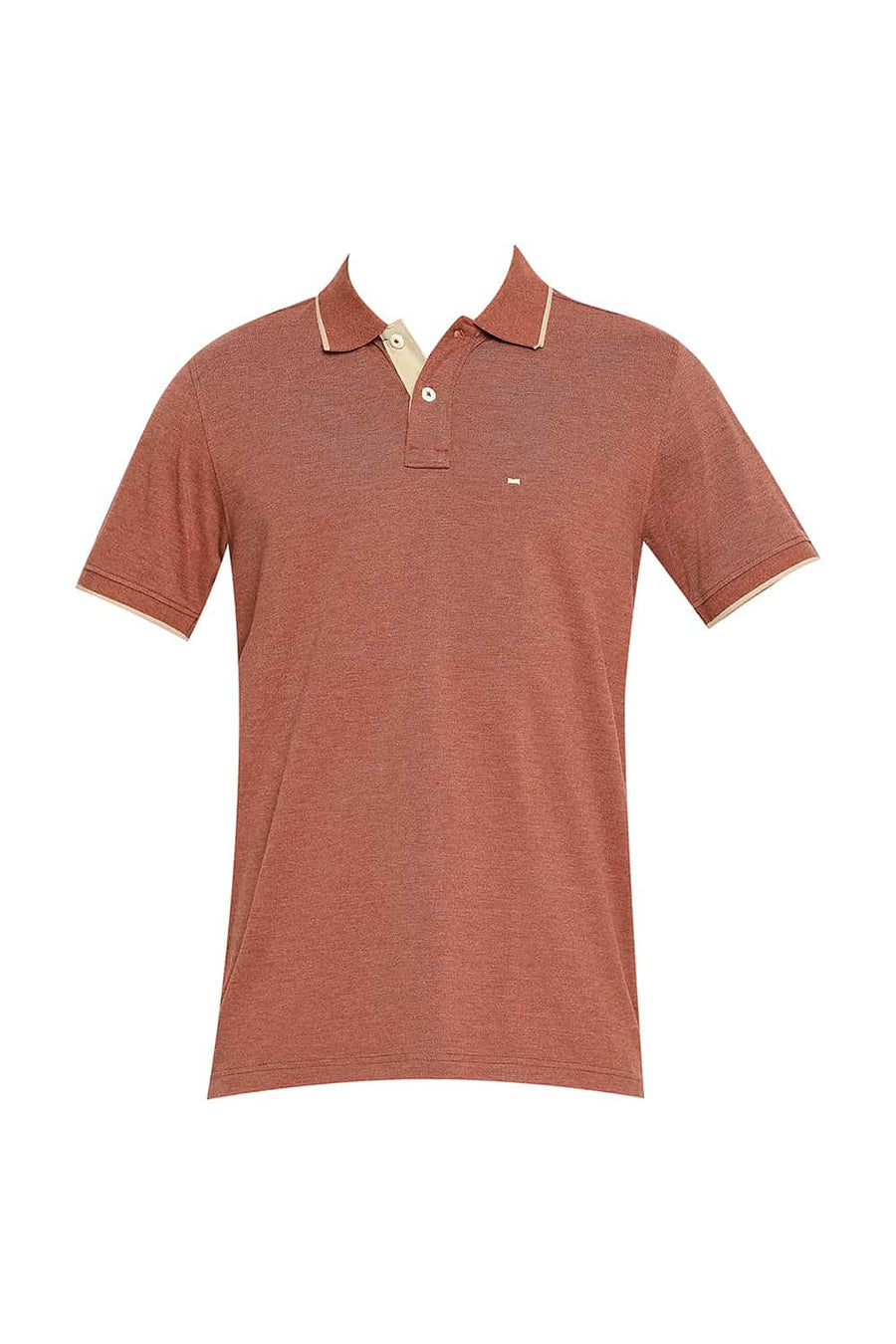 BASICS MUSCLE FIT BRICK SEQUOIA HEATHER POLO T-SHIRT