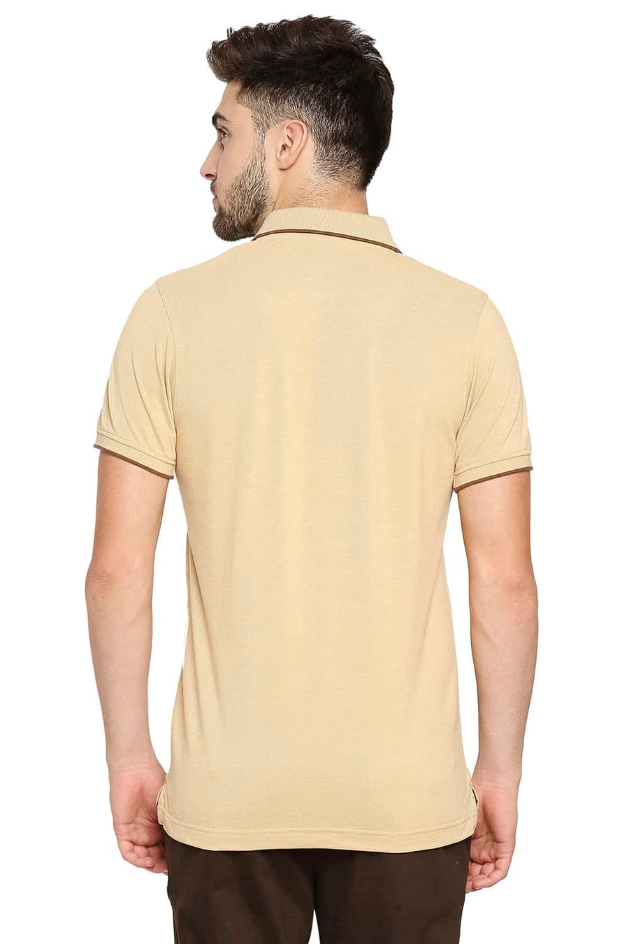 BASICS MUSCLE FIT SAND HEATHER POLO T-SHIRT
