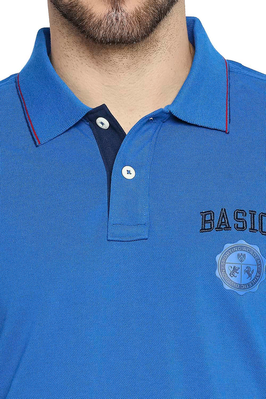 BASICS MUSCLE FIT IMPERIAL BLUE POLO T-SHIRT