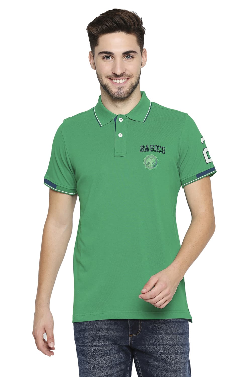 BASICS MUSCLE FIT POLO T-SHIRT