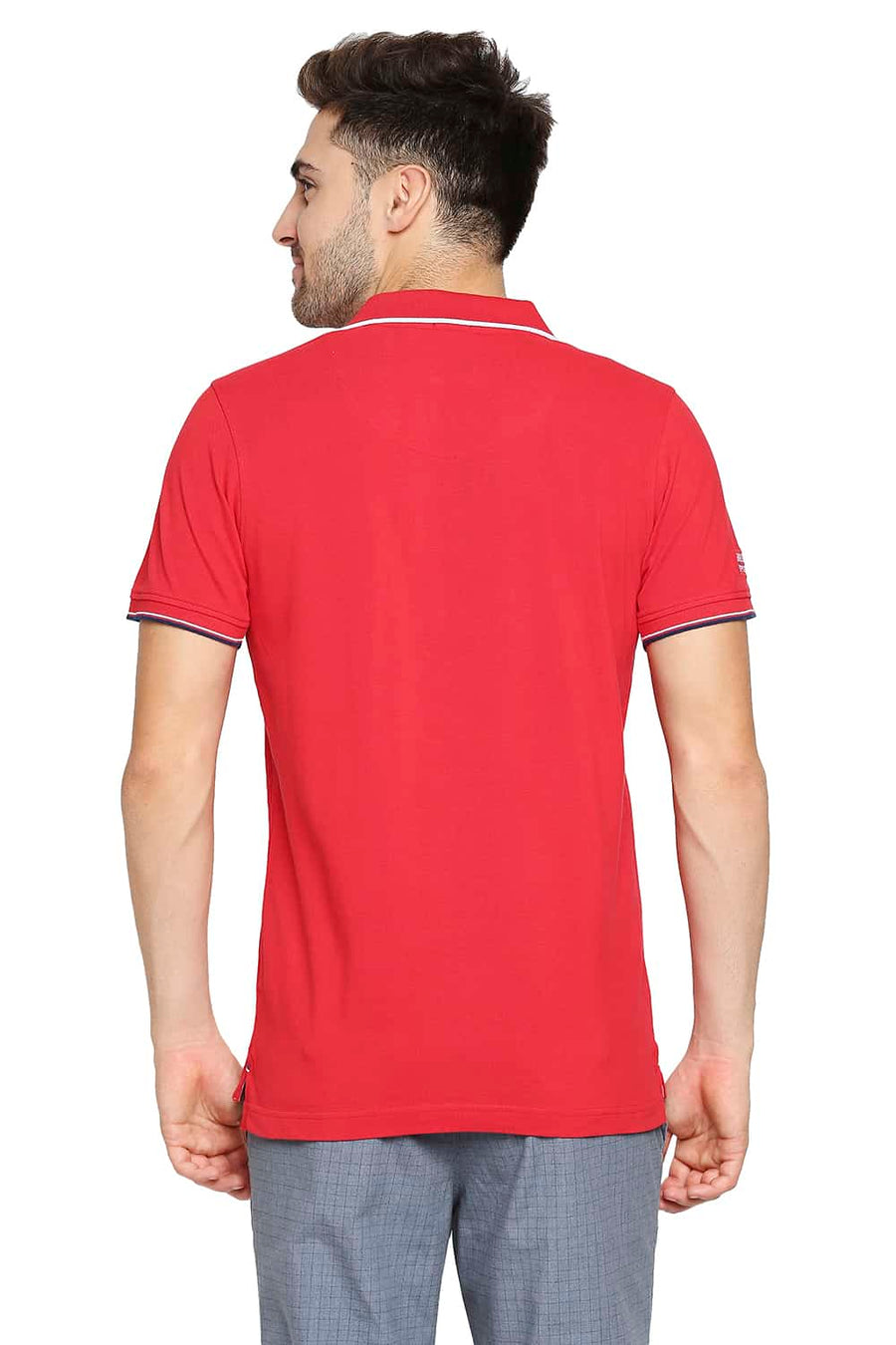 BASICS MUSCLE FIT RACING RED POLO T-SHIRT