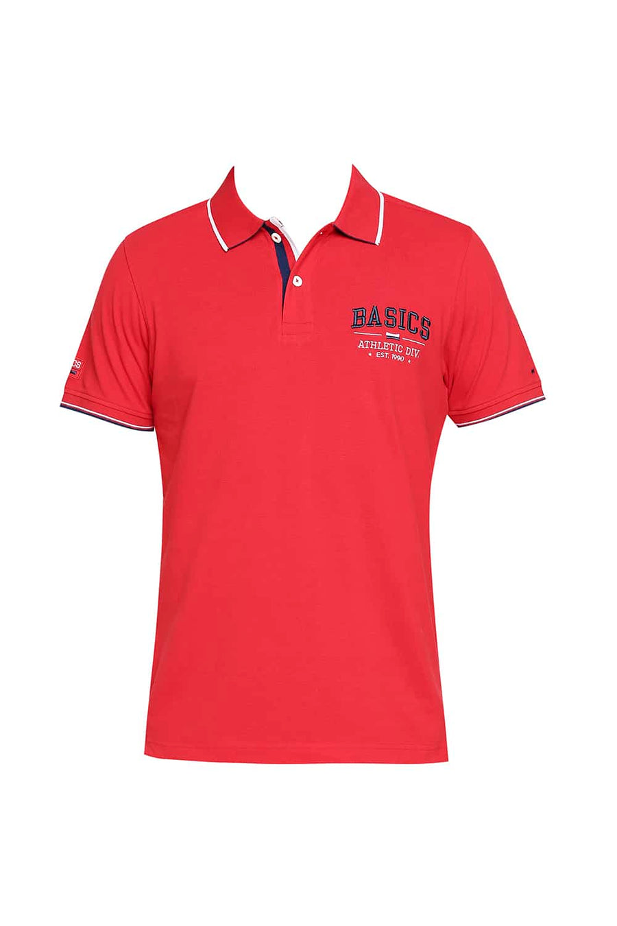 BASICS MUSCLE FIT RACING RED POLO T-SHIRT