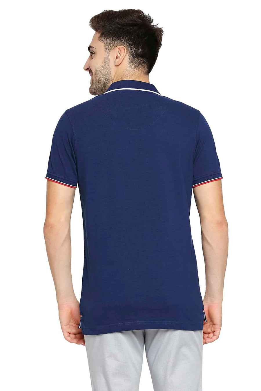BASICS MUSCLE FIT ESTATE BLUE POLO T-SHIRT