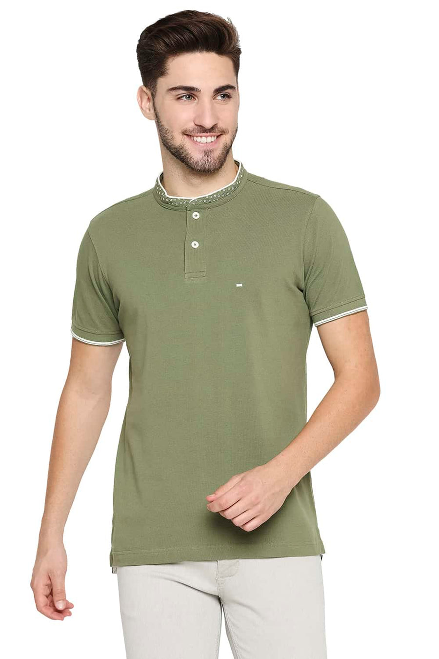 BASICS MUSCLE FIT LODEN GREEN POLO T-SHIRT