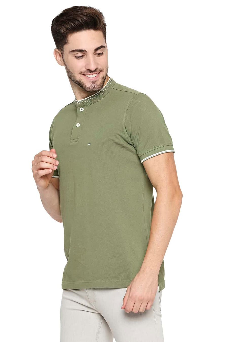 BASICS MUSCLE FIT LODEN GREEN POLO T-SHIRT