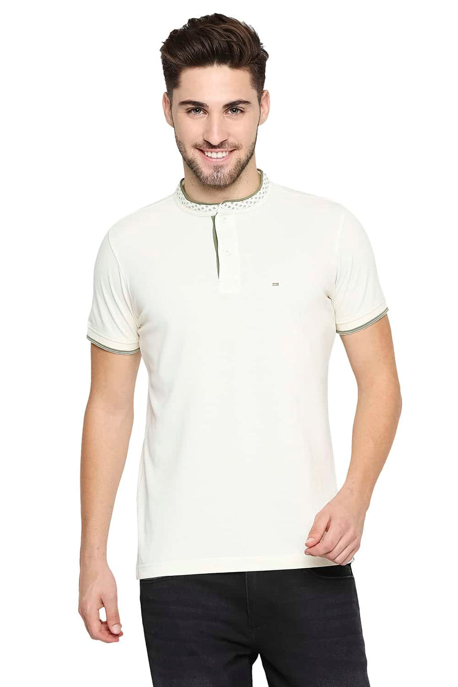 BASICS MUSCLE FIT SWEET CORN POLO T-SHIRT