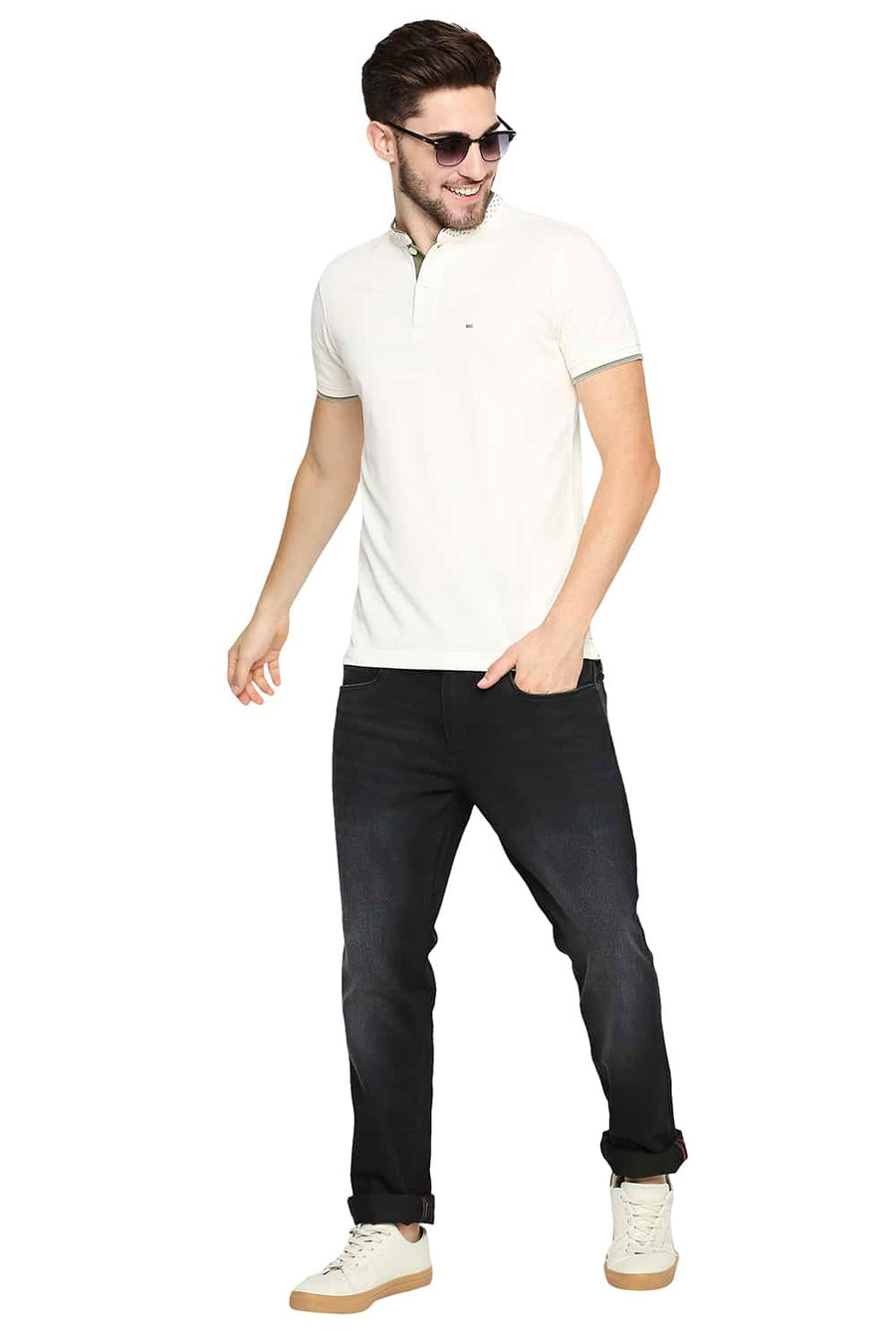 BASICS MUSCLE FIT SWEET CORN POLO T-SHIRT