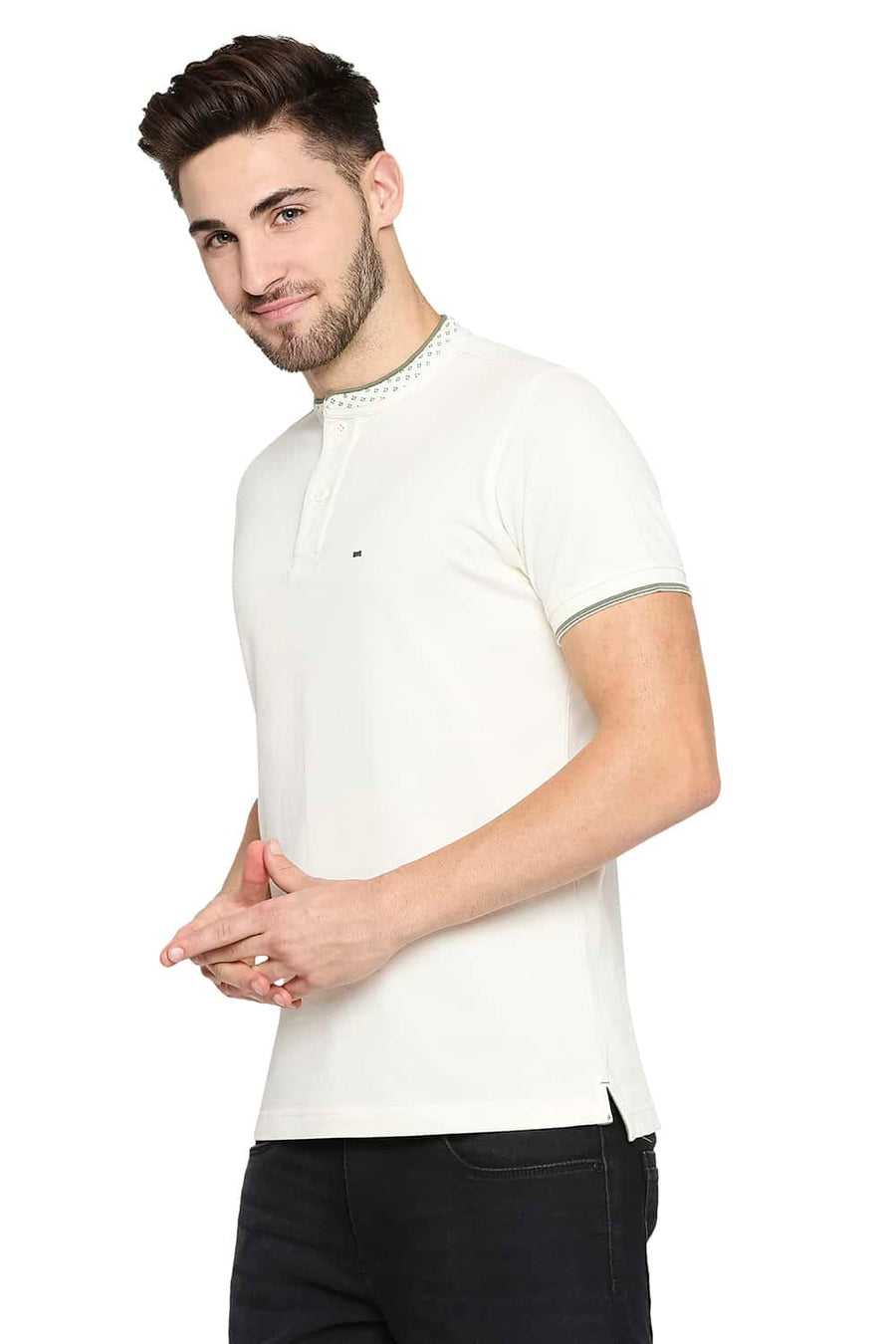 BASICS MUSCLE FIT SWEET CORN POLO T-SHIRT