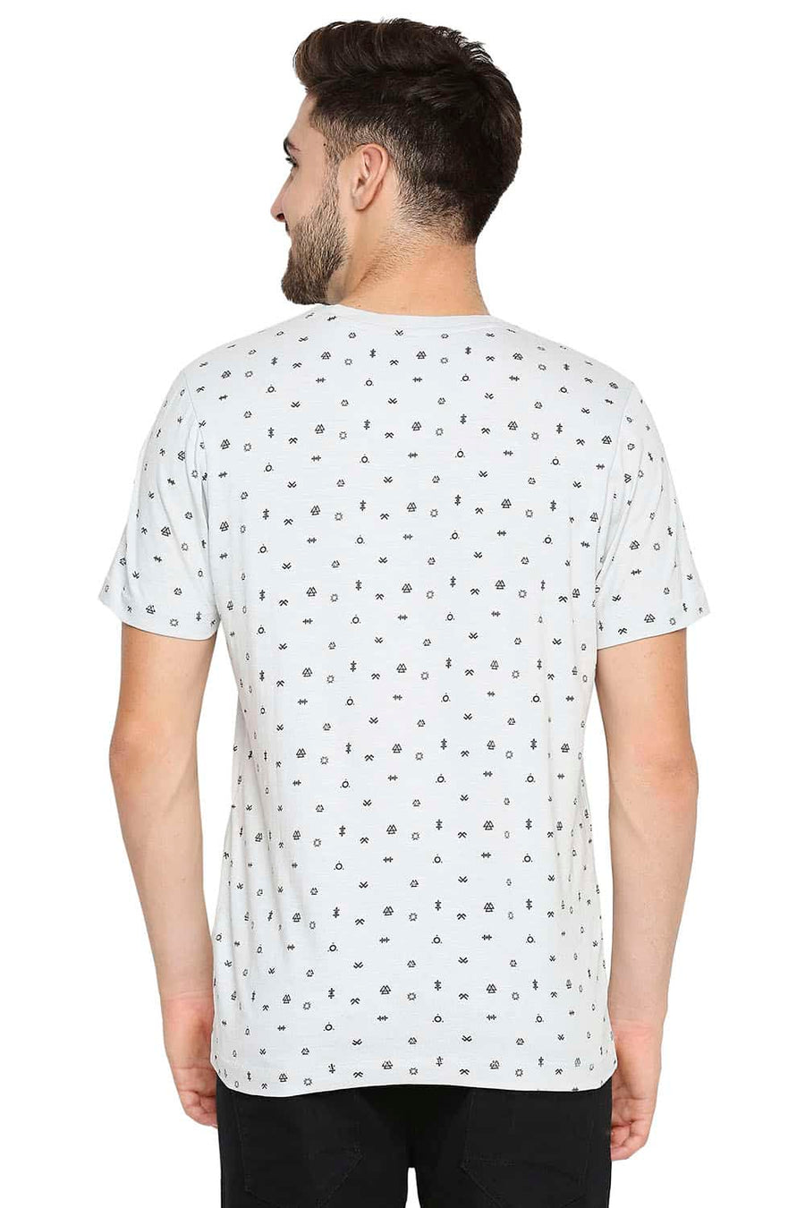 BASICS MUSCLE FIT HARBOR MIST PRINTED CREW NECK T-SHIRT