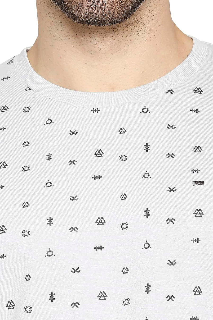 BASICS MUSCLE FIT HARBOR MIST PRINTED CREW NECK T-SHIRT