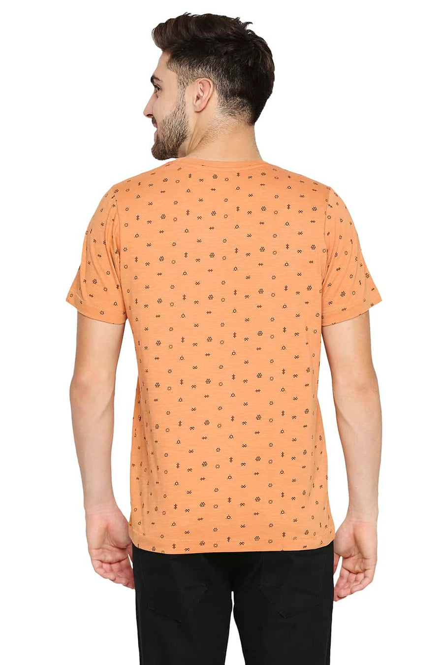 BASICS MUSCLE FIT CARAMEL BROWN CREW NECK T-SHIRT