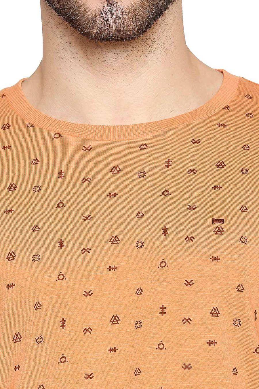 BASICS MUSCLE FIT CARAMEL BROWN CREW NECK T-SHIRT