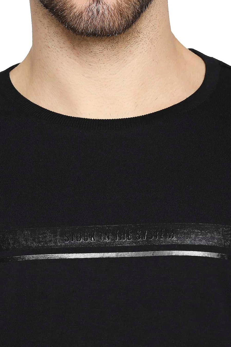 BASICS MUSCLE FIT BLACK BEAUTY CREW NECK T-SHIRT