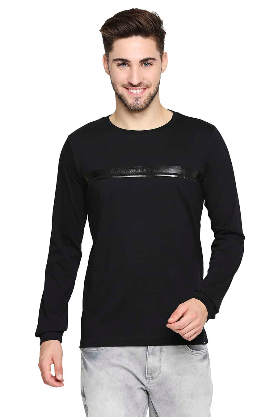 BASICS MUSCLE FIT BLACK BEAUTY CREW NECK T-SHIRT