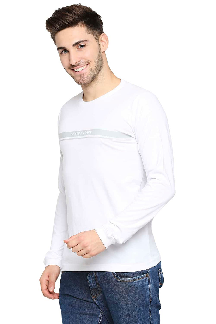 BASICS MUSCLE FIT BRIGHT WHITE CREW NECK T-SHIRT