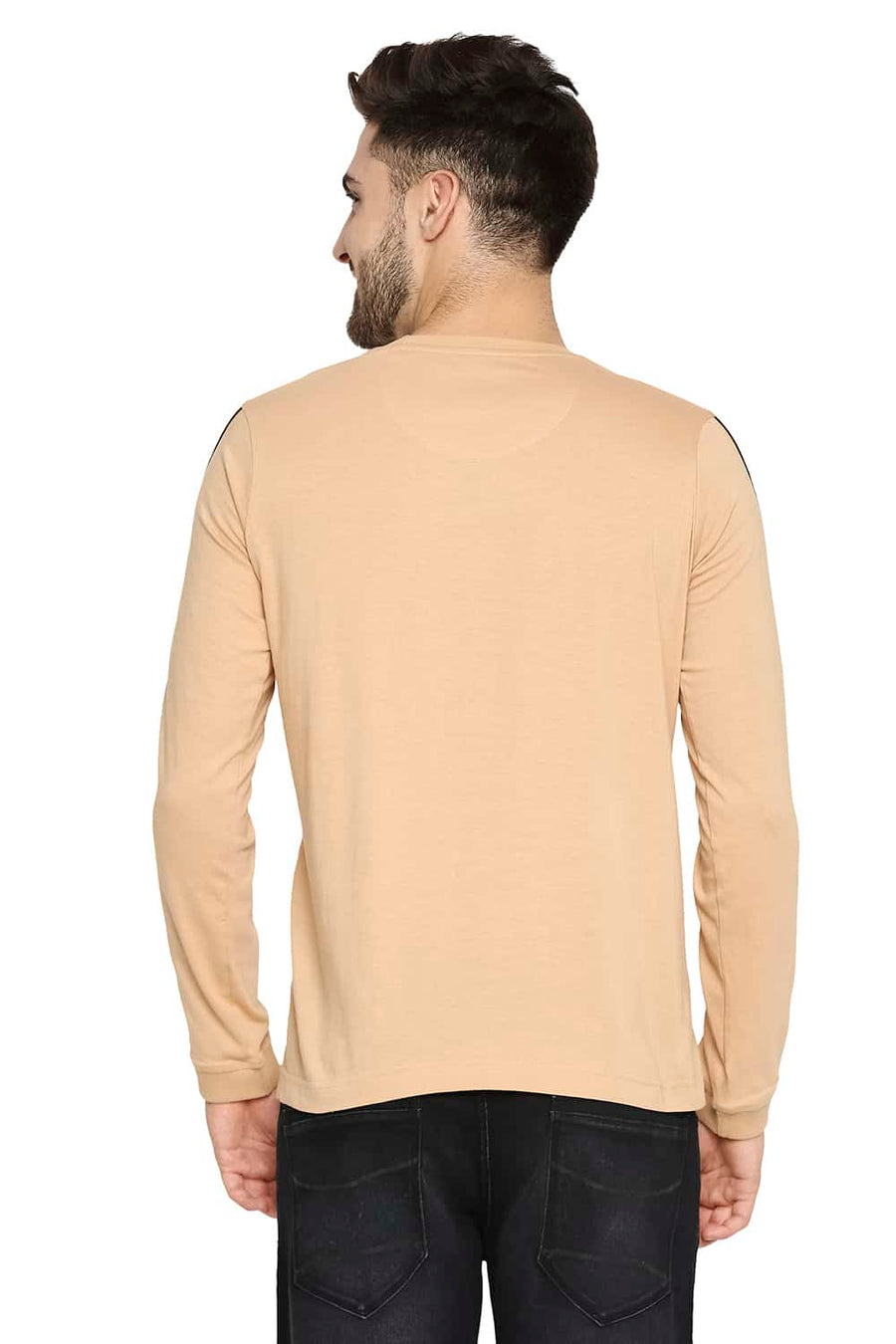 BASICS MUSCLE FIT TAN CREW NECK T-SHIRT