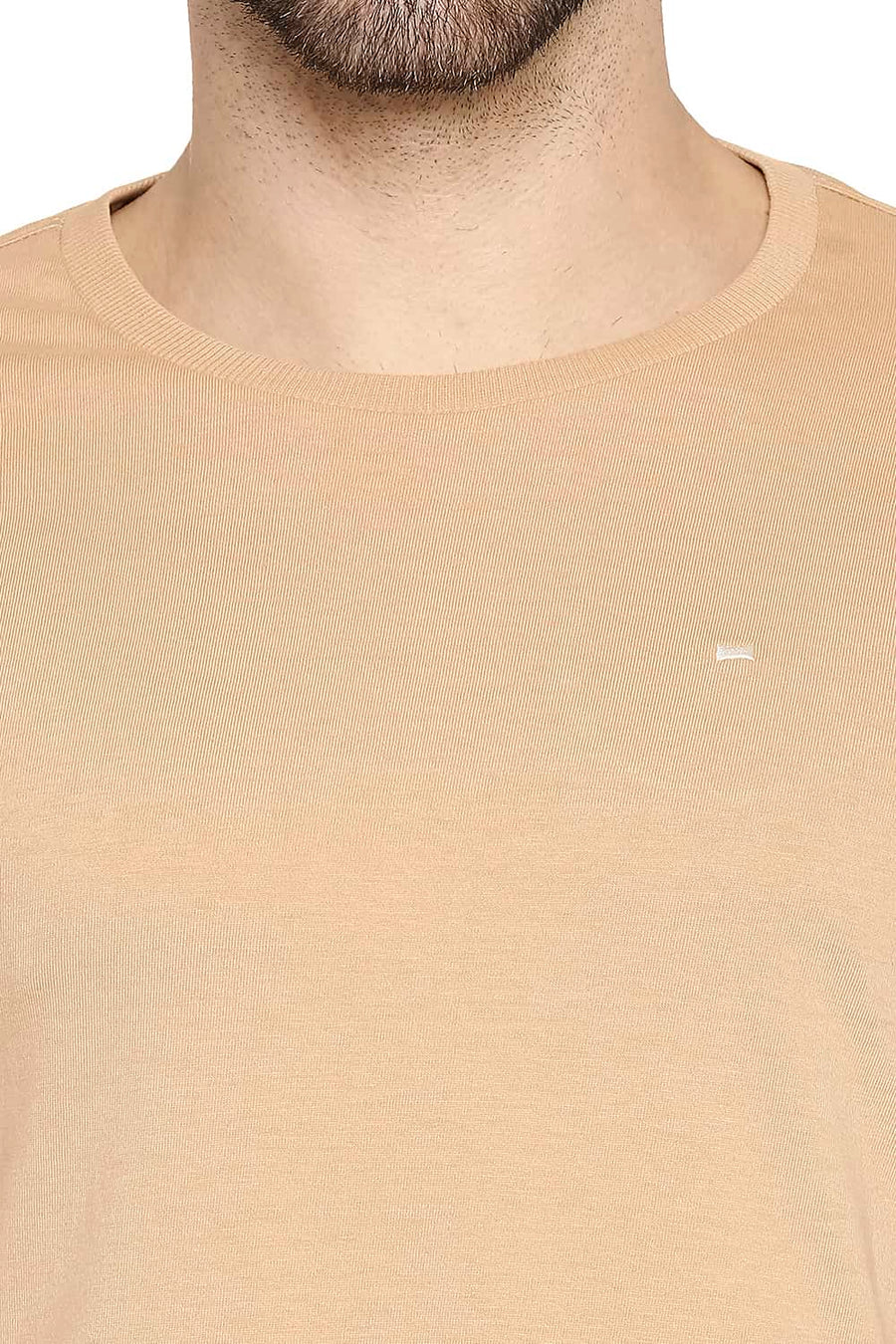 BASICS MUSCLE FIT TAN CREW NECK T-SHIRT