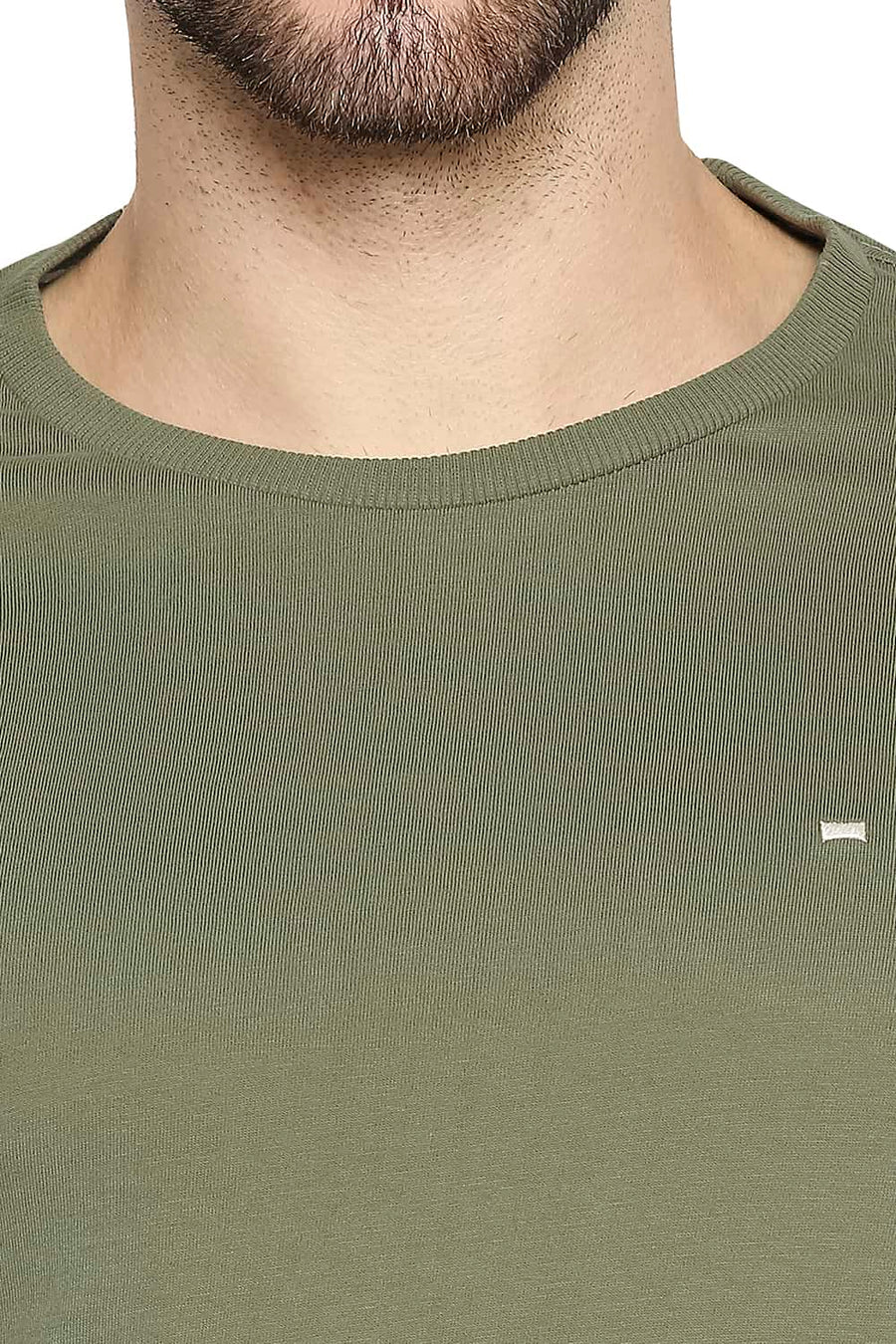 BASICS MUSCLE FIT BURNT OLIVE CREW NECK T-SHIRT