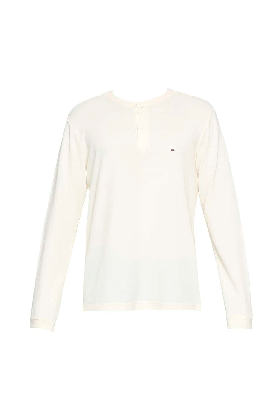 BASICS MUSCLE FIT CREAM HENLEY T-SHIRT